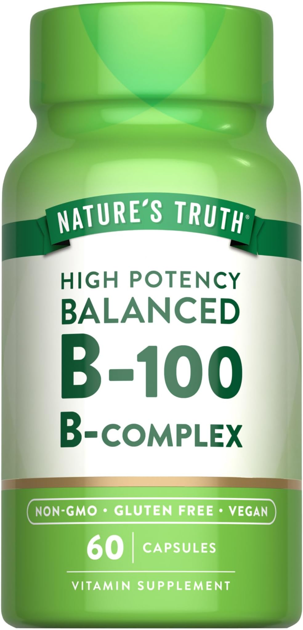 Vitamin B Complex | 60 Capsules | B-100 | Non-Gmo & Gluten Free