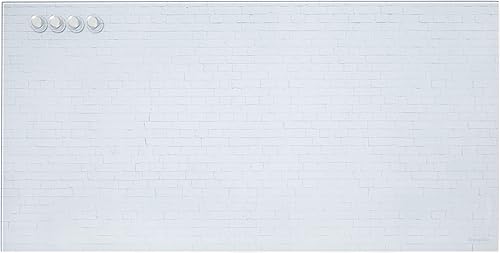ECR4Kids MessageStor - Pizarra magnética de vidrio de borrado en seco con imanes, 18 x 36 pulgadas, pizarra blanca para montar en pared, ladrillo