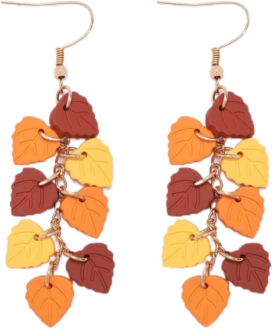 Fall Thanksgiving Earrings for Women Fall Maple Leaf Drop Earrings Autumn Thanksgiving Day Party Holiday Trendy Jewelry