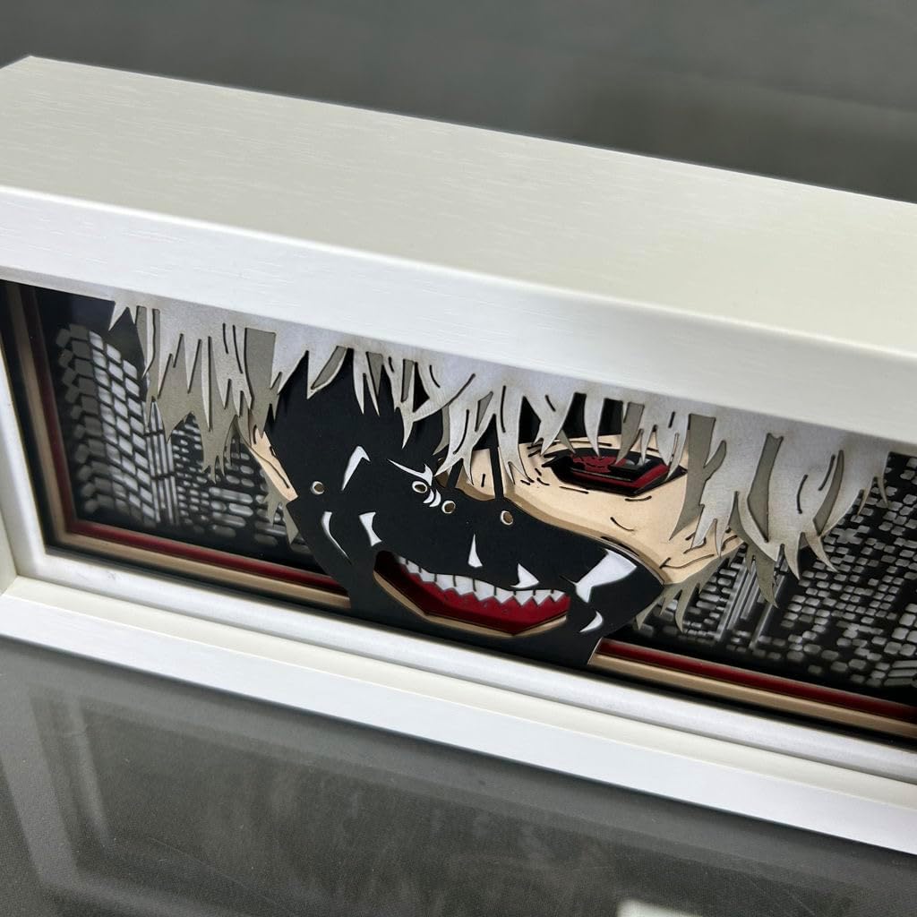 Anime Light Box Kaneki Ken Figure Frame Light Poster Led Light Night Lamp Carving Paper Cut Light Shadow Box Bedroom Lamp Party Decor Gift (RGB 16-Color Changing)