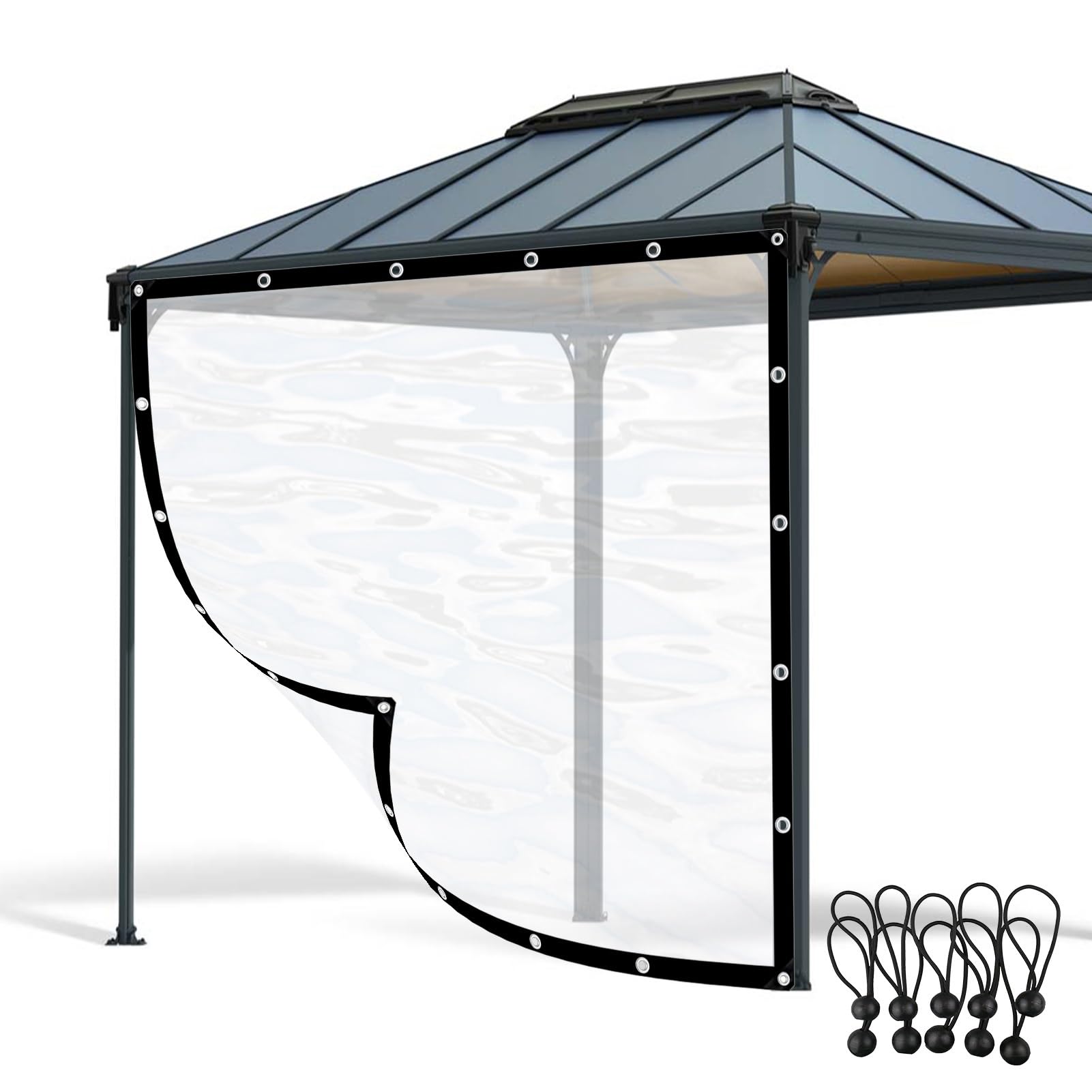 Outdoor Curtain Clear Tarps Panel Waterproof Tarpaulin Vinyl Porch Enclosure, Pergola Porch Gazebos PE Clear Panel Curtains (Color : Clear, Size : 1.8x1.8m/5.9x5.9ft)