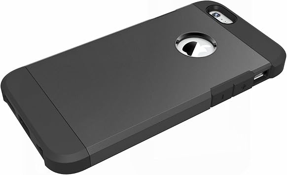 TECHGEAR iPhone 6S, 6 Case - TOUGH ARMOURED Dual-Layer Slim Tough Protective Case with Cut-Out for Logo Compatible with Apple iPhone 6S, iPhone 6 (4.7) (BLACK)