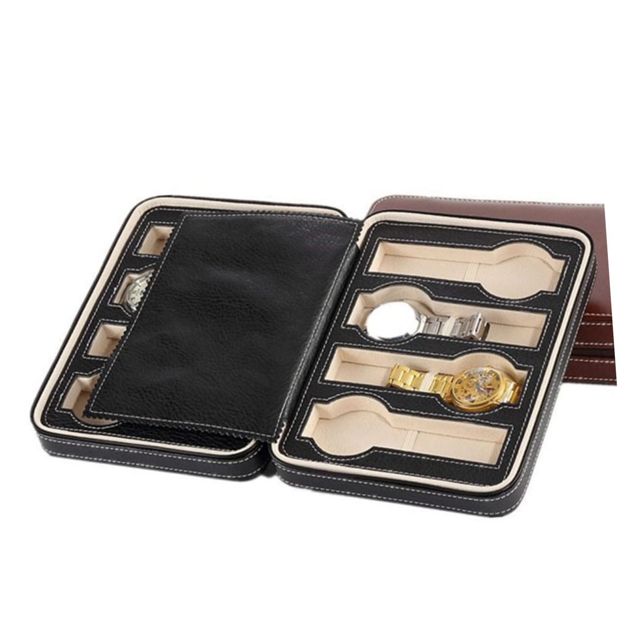 COLLBATH Estuche Para Guardar Relojes Ranuras Costuras Portátil Estuche Protector Caja De Almacenamiento Diseño Profesional