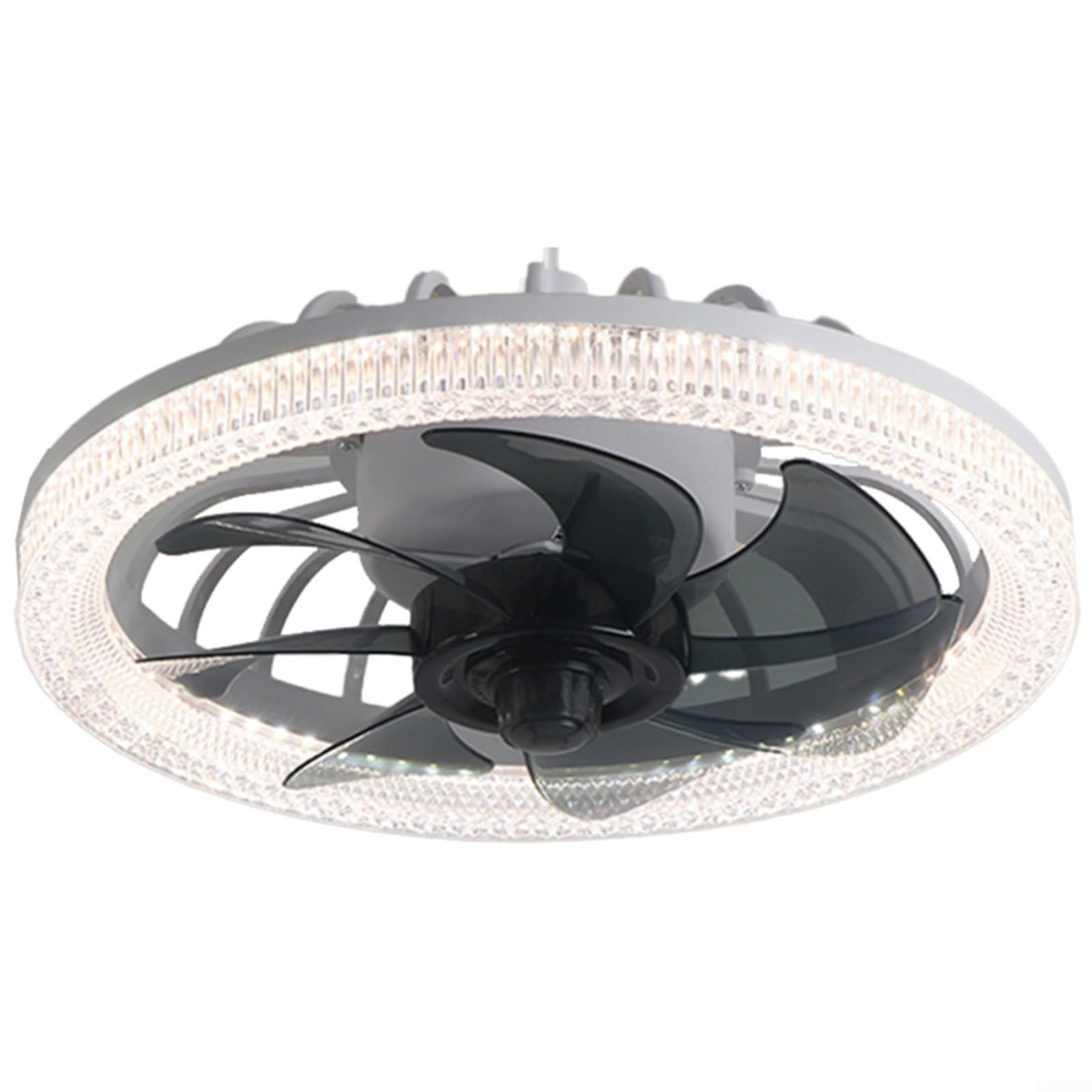 Moderno ventilatore da soffitto con luci telecomando incluso, dimmerabile 3000 K-6500 K, montaggio a filo a basso profilo, per casa e ufficio, ABS + PC, verde (bianco)