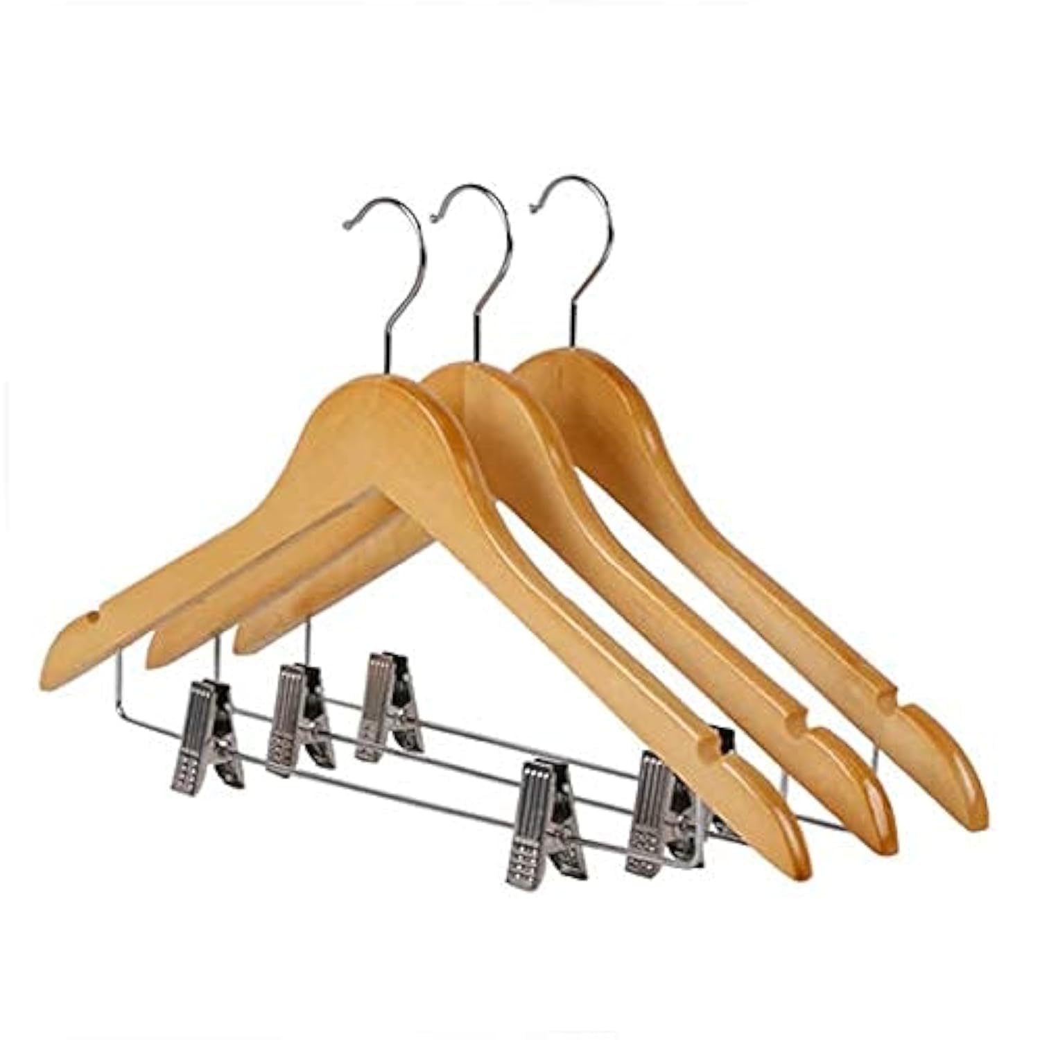 Ganpati Hangers Wood Combo Hanger w/Cushion Clips, Space Saving 17 Inch Flat Wooden Hangers w/Natural Finish & Chrome Swivel Hook & Notches for Shirt Jacket or Dress (20) (B08JMC3X54) Amazon Price History, Amazon Price Tracker
