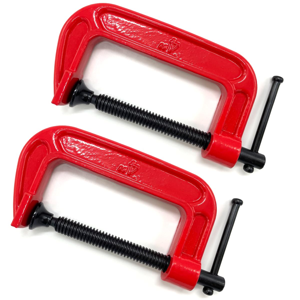 4 Inch C-Clamp Set, Heavy Duty Steel C Clamp Industrial Strength C Clamps for Woodworking, Welding, and Building (2Pcs, Red)