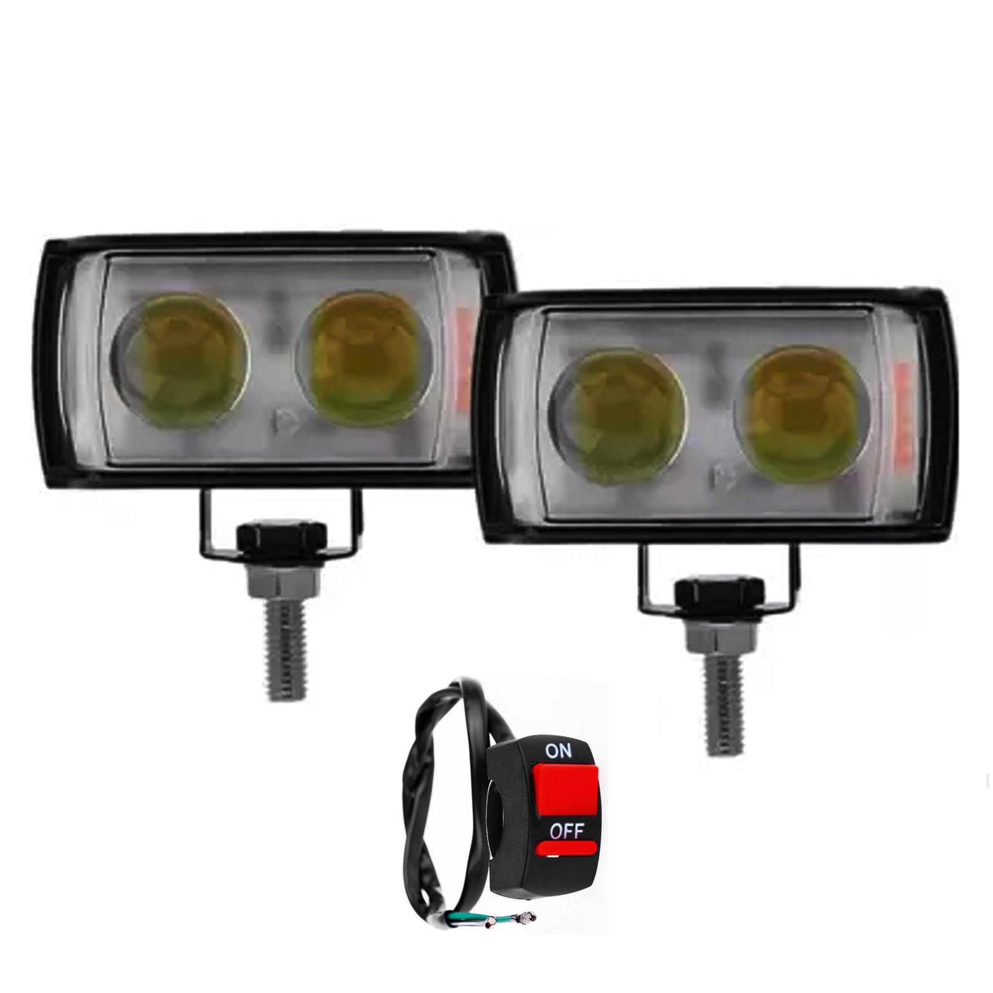 Ramanta 2 Lens Fog Light PCR Flashing Metal Body Ultra Mini Double Lens Fog Light with Yellow & White Fleshing Light Reflection (12-24V Comon, 45 W) Compatible with Motorbike Scooters (Red, Blue DRL)-image-33