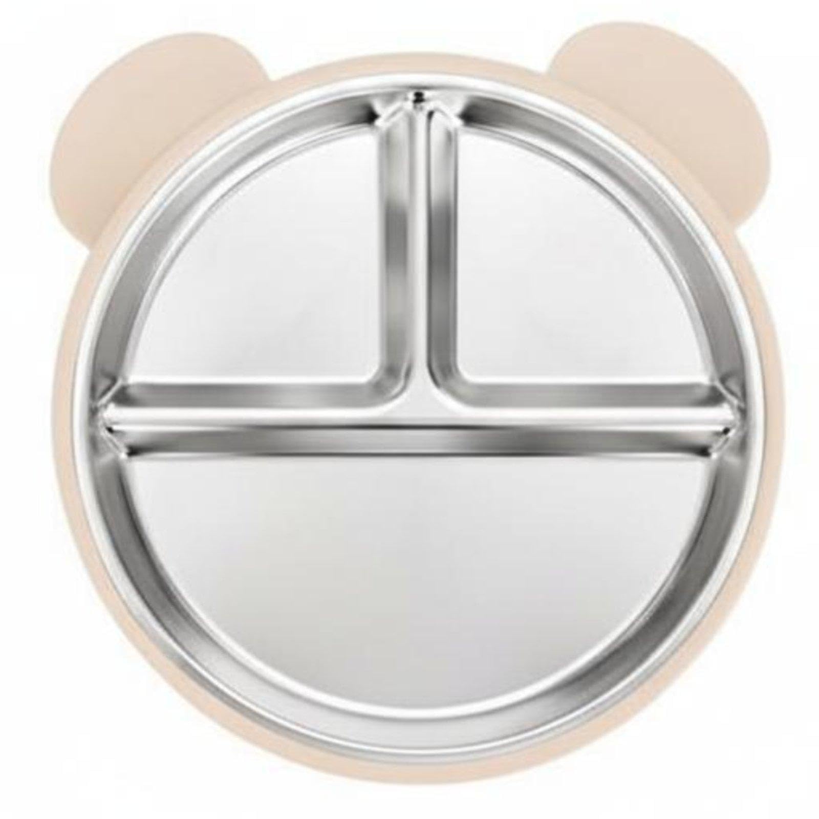 Bnf® Stainless Steel Suction Plate Anti-Tip 3 Compartment Feeding Plate Dishwasher for Young Children, Infants, High Chair Off White|Baby|Feeding|Cups, Dishes & Utensils|Bowls & Plates-image-48
