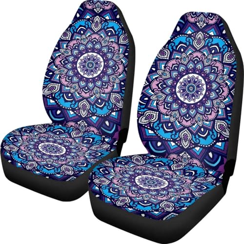 Housses de siège avant auto bohème mandala chic en polyester pour berline et SUV