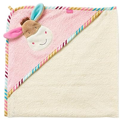 Fehn 081428 Kapuzenbadetuch Esel Monkey Donkey – Bade-Poncho aus Baumwolle mit niedlichem Esel für Babys und Kleinkinder…