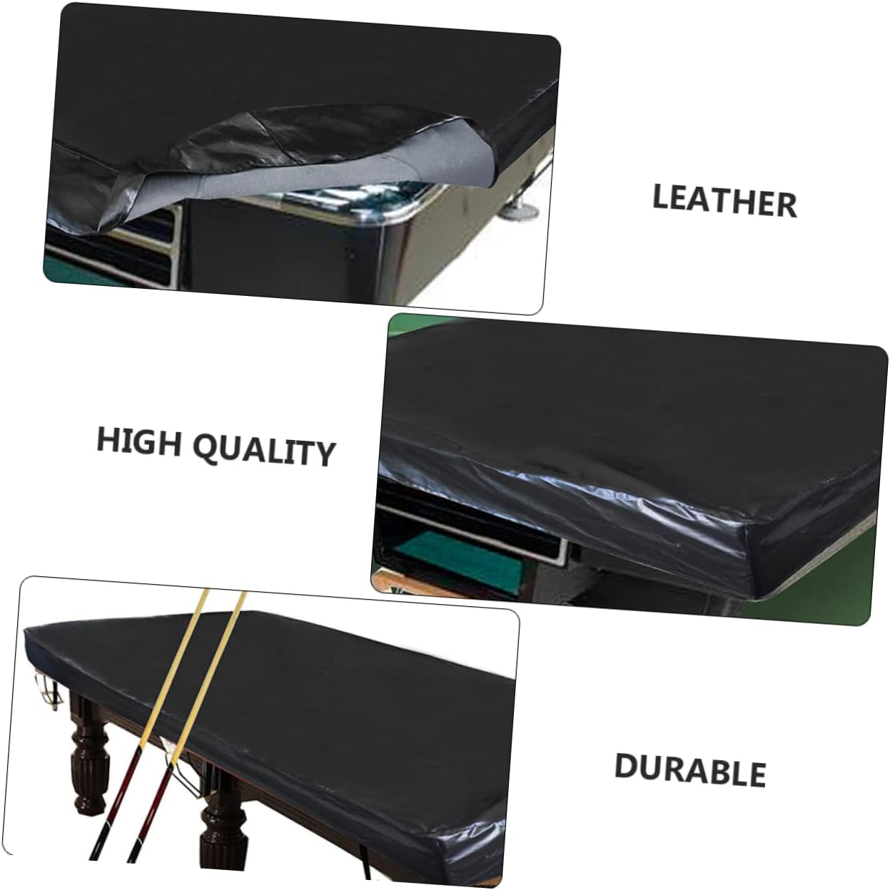 Heavy Duty Leather Billiard Table Cover Waterproof Tear-Resistant Indoor/Outdoor Use Fits Standard Pool Tables
