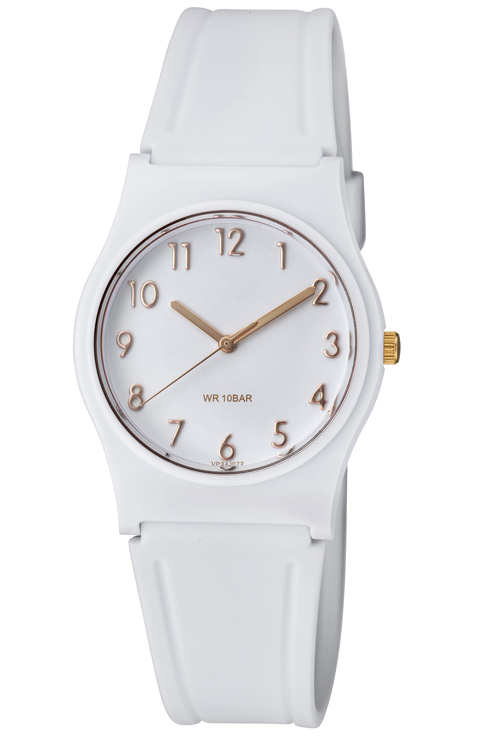 Women's Classic Quartz Watch with Resin Strap, White, 100 Meter Water Resistant, White, Quartz Watch