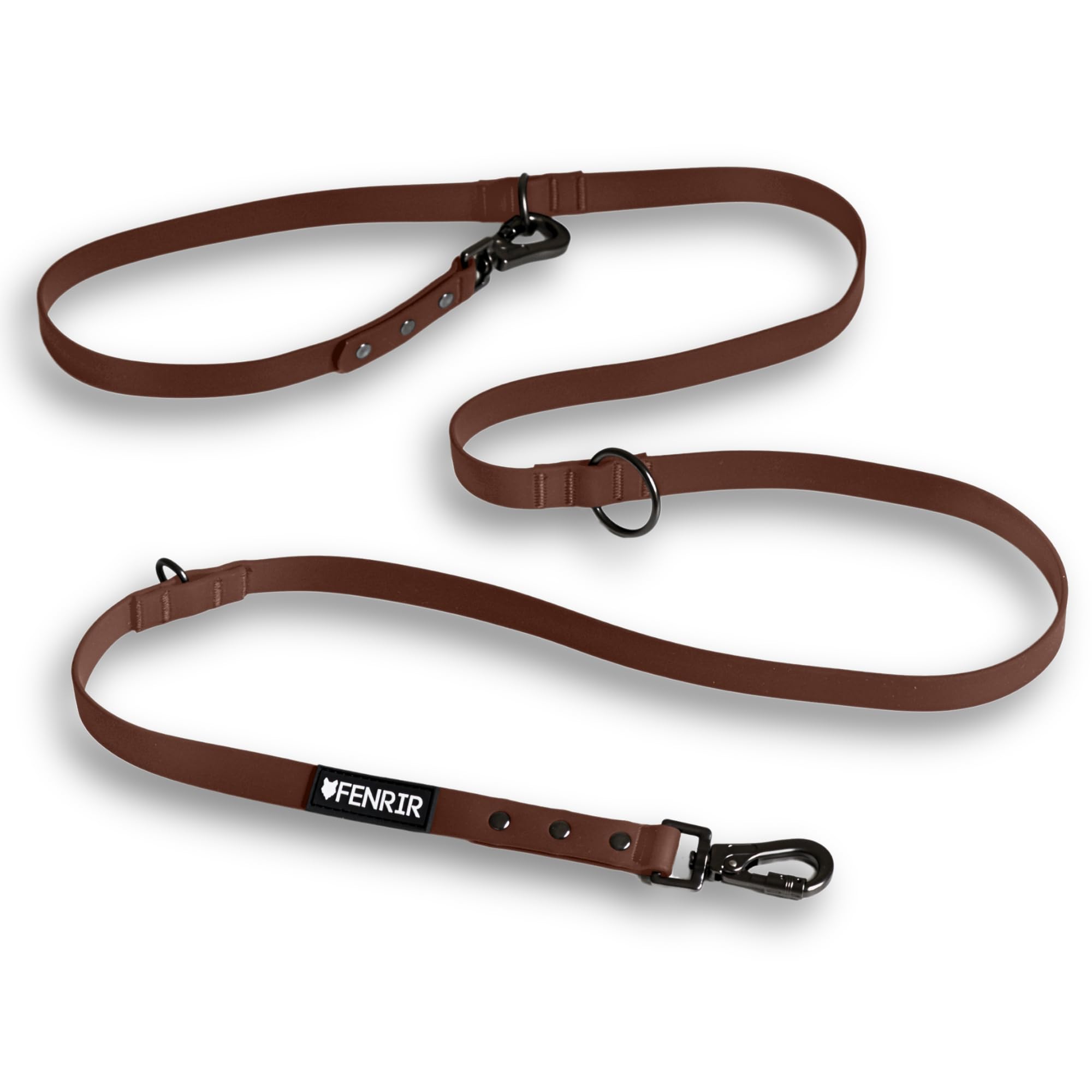 Fenrir - Dog Training Leash - Heavy Duty - Double Ended Carabiner - Long Lead - Non-Slip Lead Waterproof Gear for Large & Small Dogs Puppy - 2.1m (Brown)