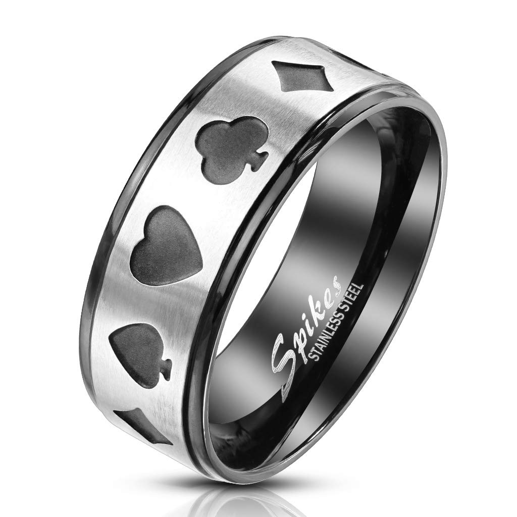 Poker-Karten Spinner Ring Für Männer - Ass Spaten Design, Edelstahl, Verstellbar