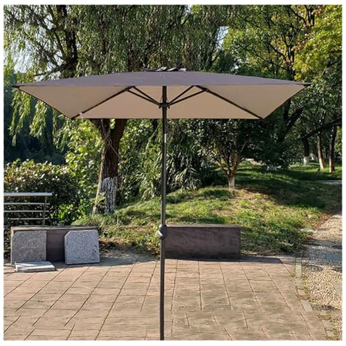 NOIRDA Parasol De Jardin Carré Inclinable 200 X 200 Cm, Parasol À Manivelle, Parasol Balcon pour Marché, Jardin, Terrasse, Piscine, Plage(Brown)