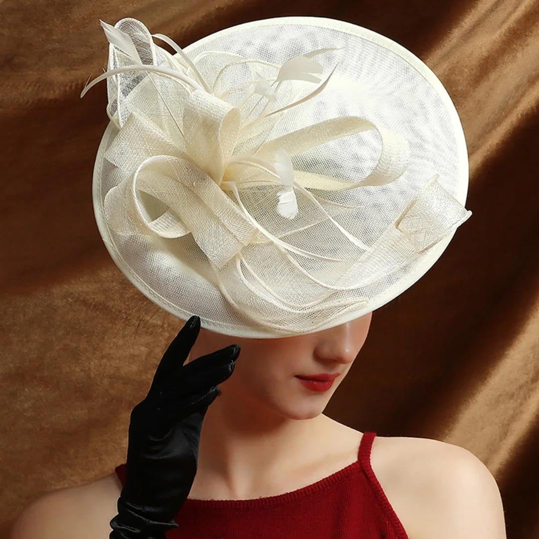 Cappello da donna fascinator per tè e feste con fiori, cappello da chiesa