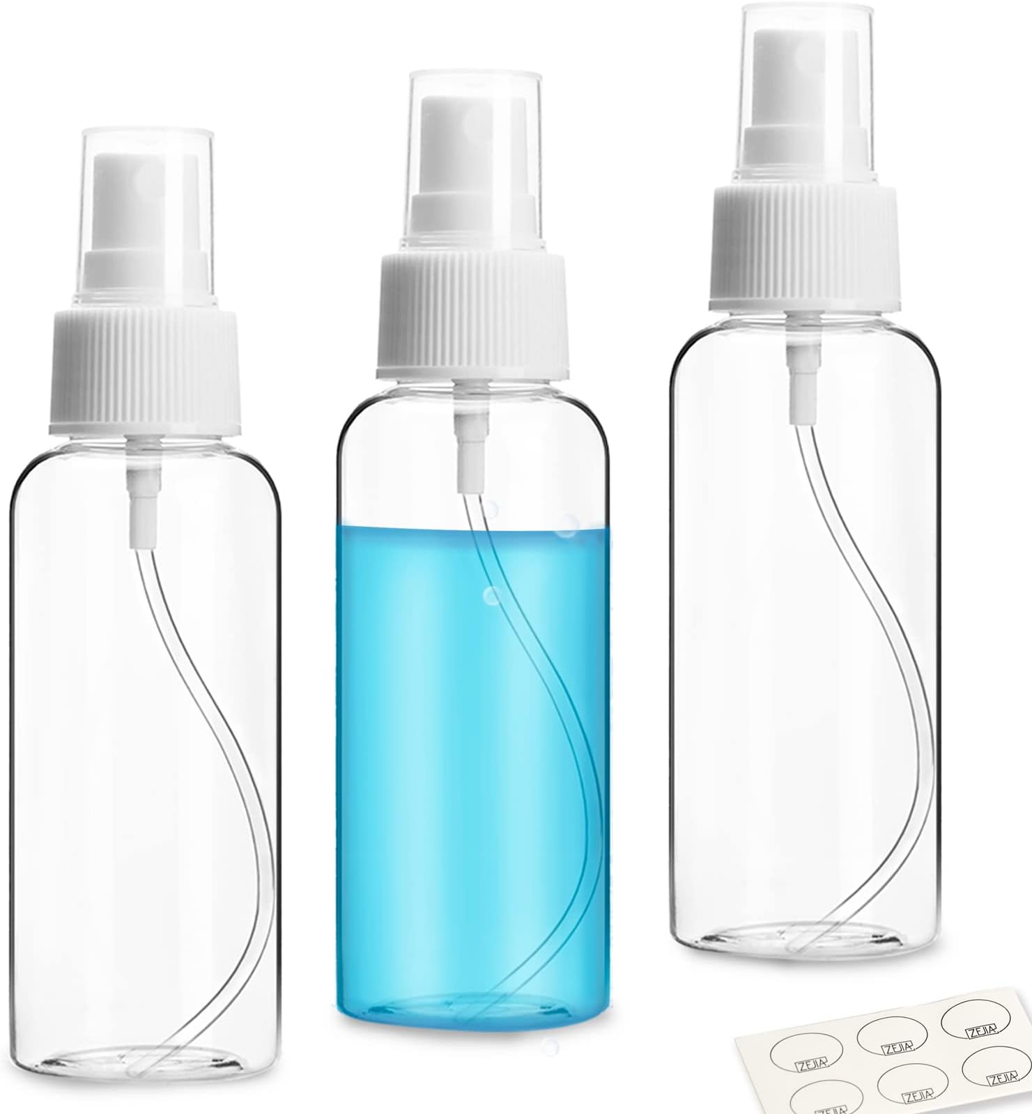 3 Pack Small Spray Bottle, 2.7oz/80ml Travel Spray Bottle, Empty Fine Mist Spray Bottles, Refillable Mini Spray Bottles with Labels