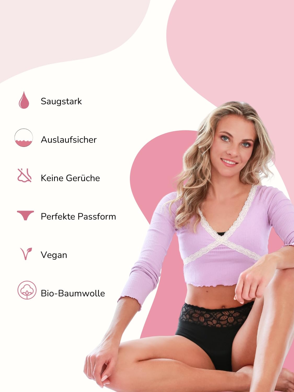 Taynie Biancheria intima mestruale da donna, extra forte, sostituisce fino a 4 tamponi, in cotone biologico, senza PFAS, senza biocidi, lavabile a 60 °C, biancheria mestruale