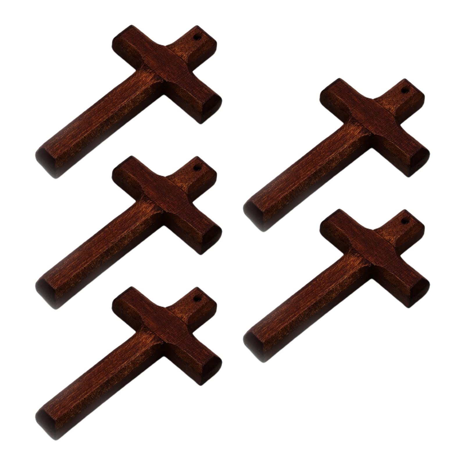 Tsophreniq 5pcs Wood Cross Pendant Charm Hangable Ornament Decoration for Home Praying Gift Gifts
