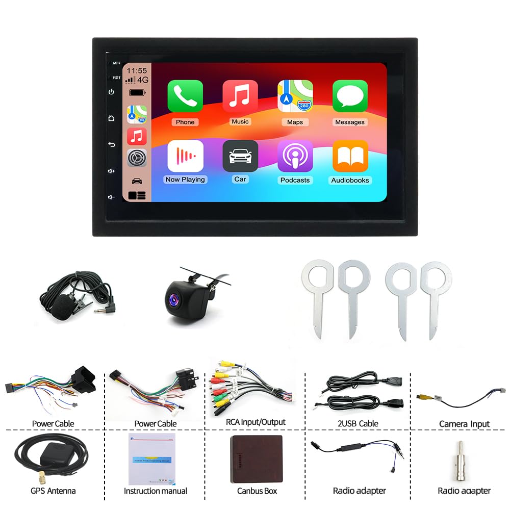 4+64G Android 14 Autoradio für Skoda Superb 2001-2008 mit Carplay Android Auto, 7 Zoll Touchscreen Auto Stereo Display Player Radio GPS Navigation Head Unit mit SWC FM RDS Mirror Link WLAN Bluetooth