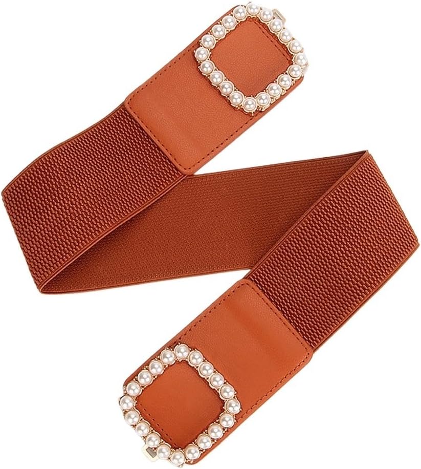 Women's Wide Waistband Decoration With Elastic Pearl Sweetness Paired With Skirts Dresses Versatile Belts