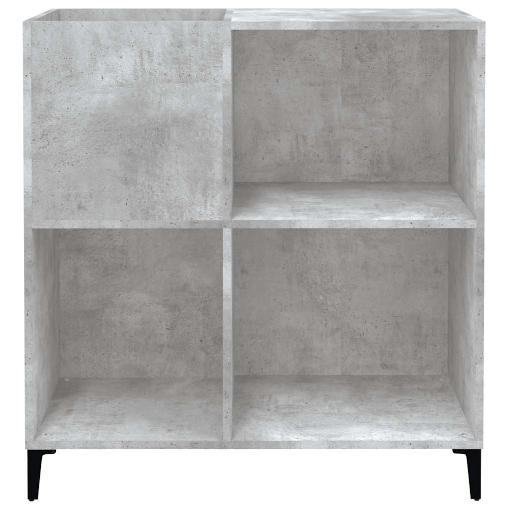 Générique Armadio a dischi in vinile grigio cemento 84,5 x 38 x 89 cm, mobile portaoggetti LP in legno di ingegneria con gambe metalliche, ripiano per giradischi e collezione di vinile.