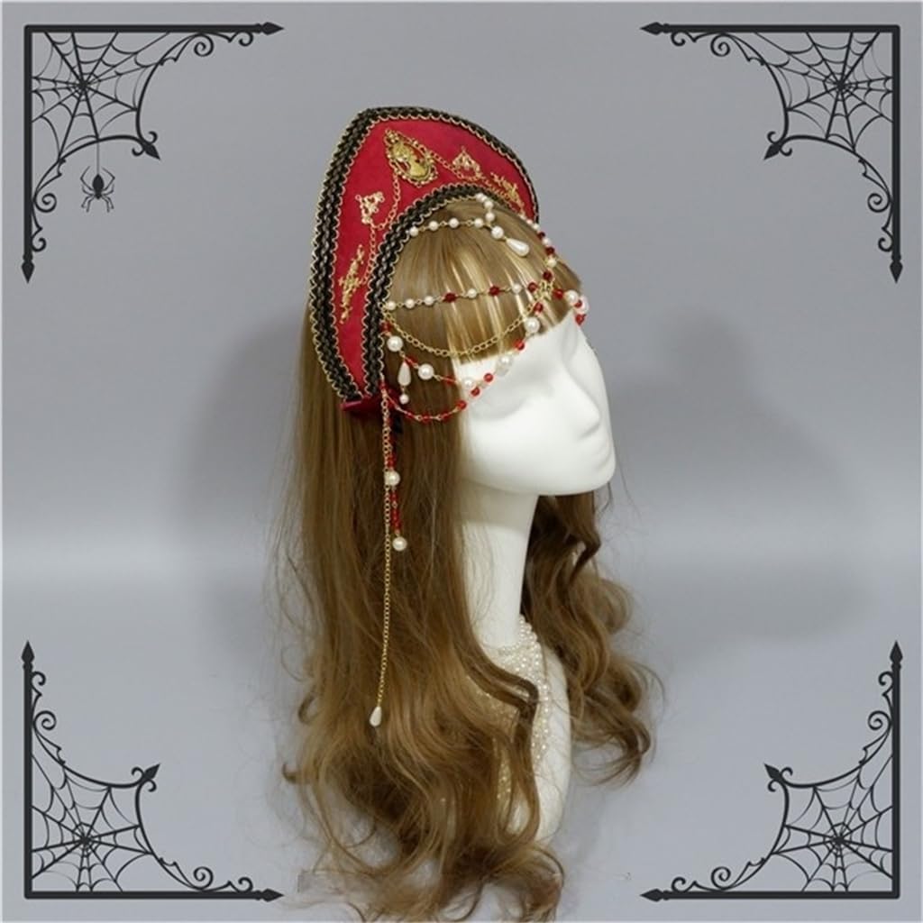 MYAYD Handmade Palace Tudor Crown Headwear Detachable Veil Hairband Cosplay Accessory Prop for Halloween