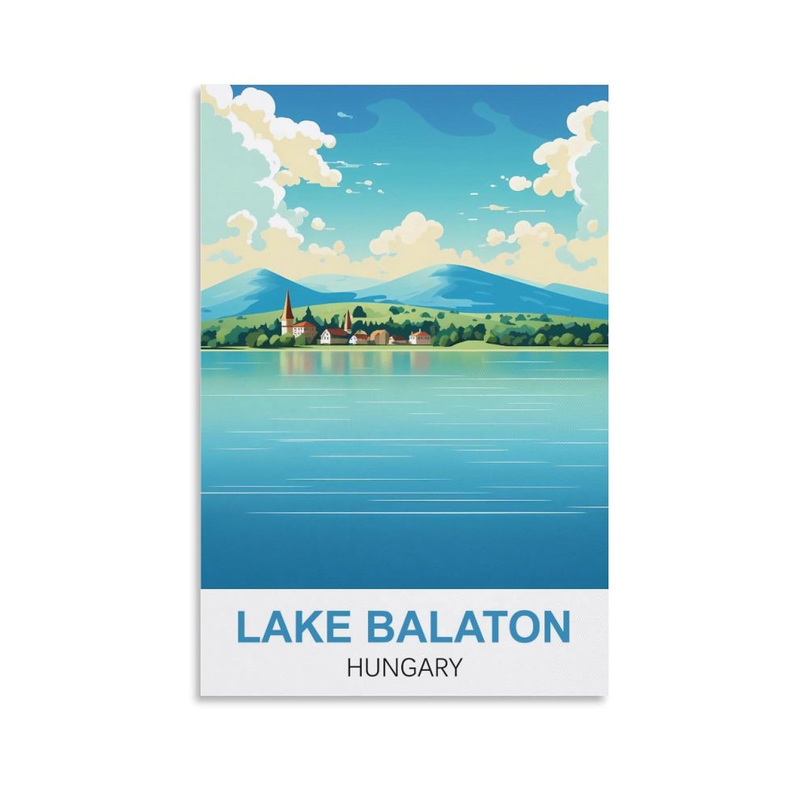 WHCHEEH Lake Balaton Hungary Vintage Travel Poster 16x24inch(40x60cm) Canvas Art Print Wall Art Decor Picture