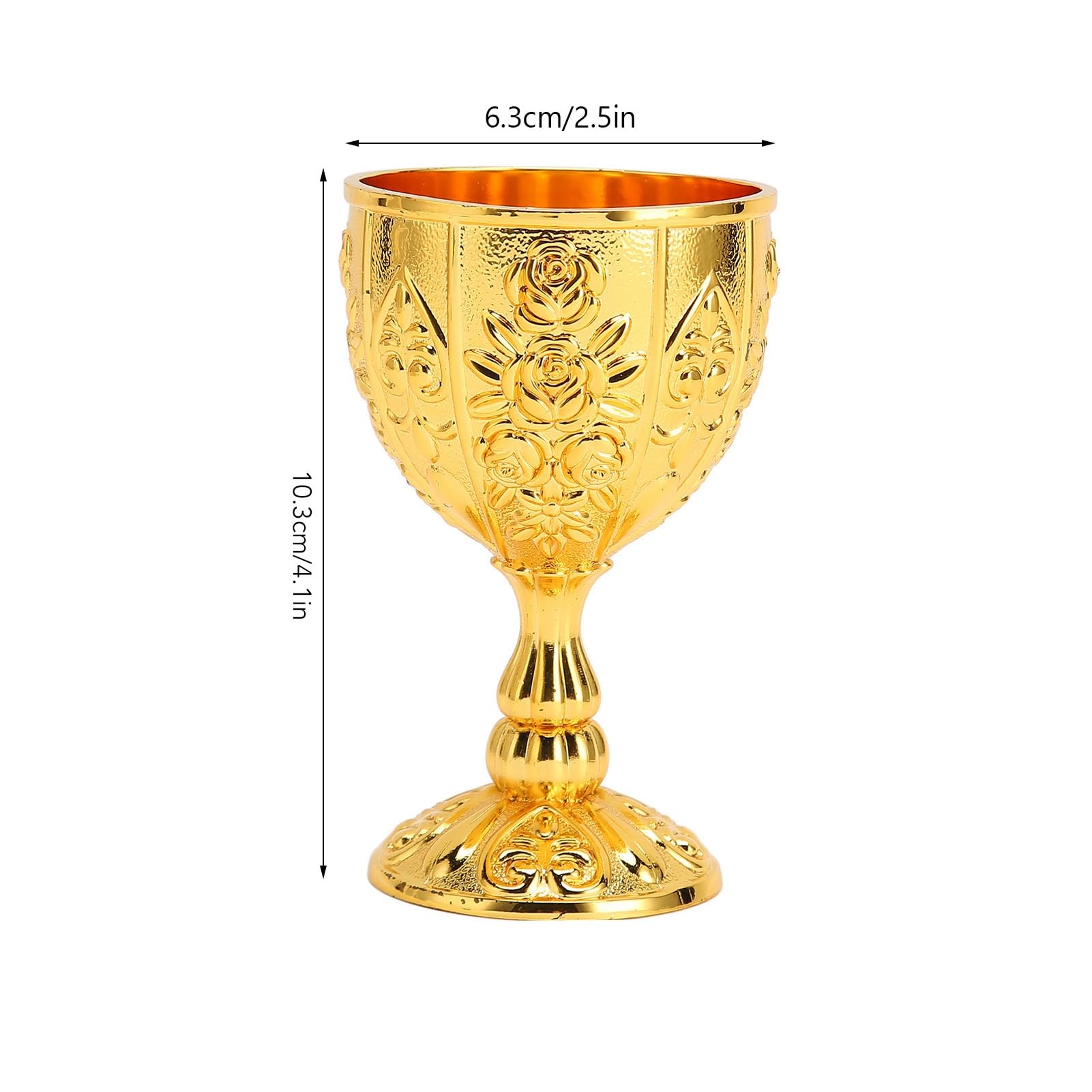 Metallgeprägter Weinbecher, Vintage-Schnapsgläser aus Metall, Vintage-Kelch, Wein-Likör-Becher, Blumenmuster, Exquisite Details, Metall-Weinbecher Für Heimgeschenke(Gold)
