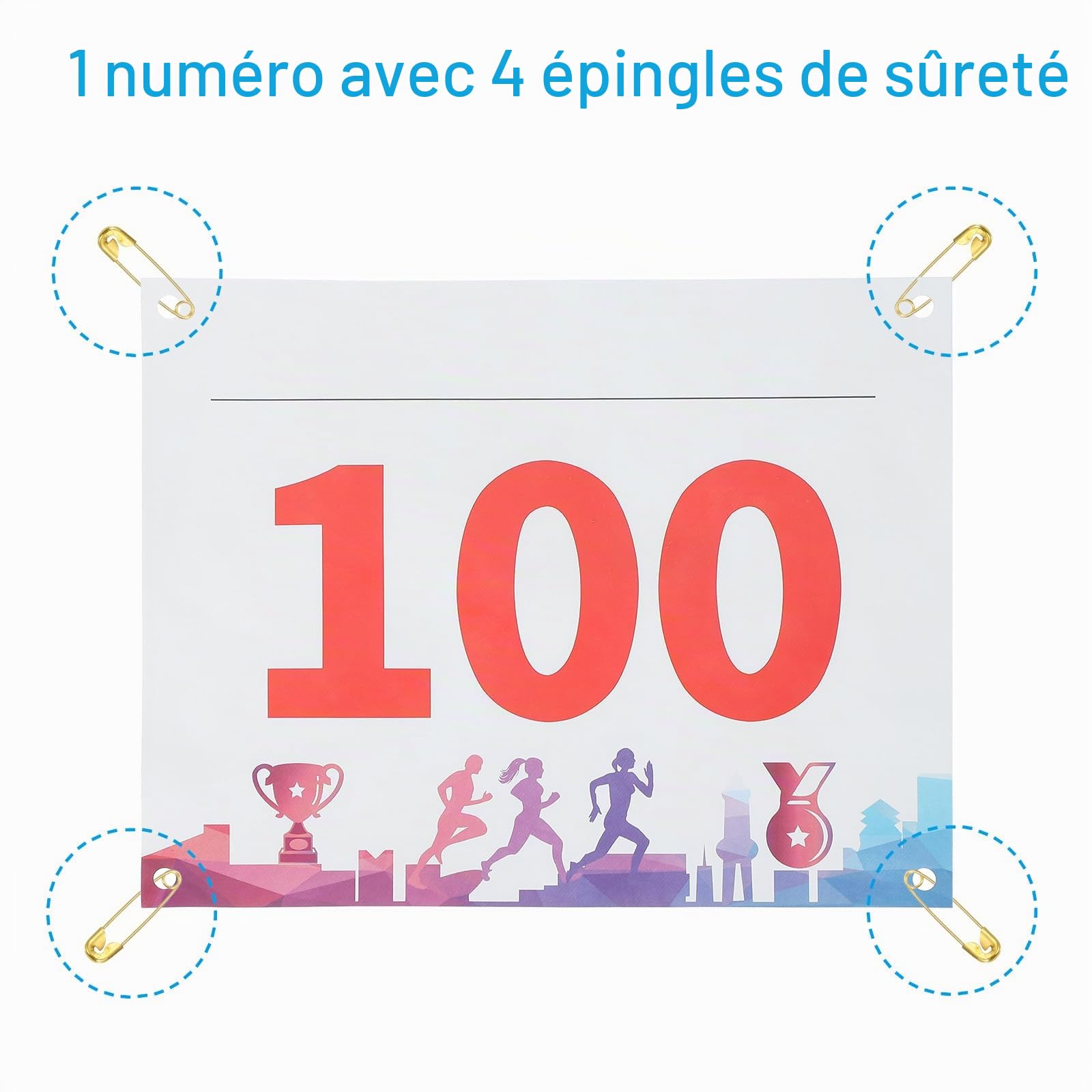PATIKIL Numéros de Dossard de Course Indéchirables 7X6 Pouces, 1-100 Médailles Numéros de Compétiteur de Course Imperméables avec Épingle de Sûreté