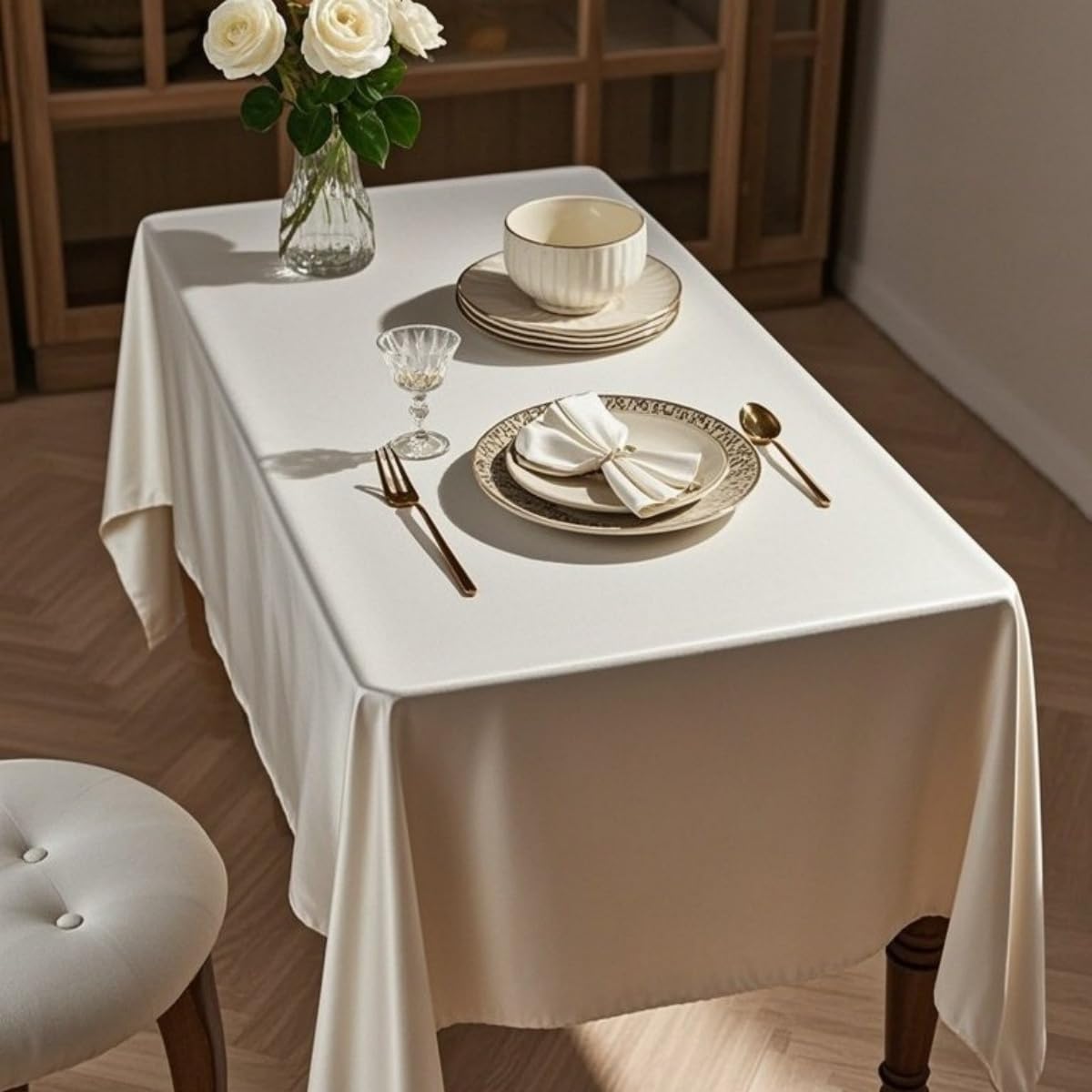 Mantel de satén de color liso, elegante mantel para bodas, fiestas, banquetes, eventos festivos, 140 x 180 cm y elegante decoración de mesa