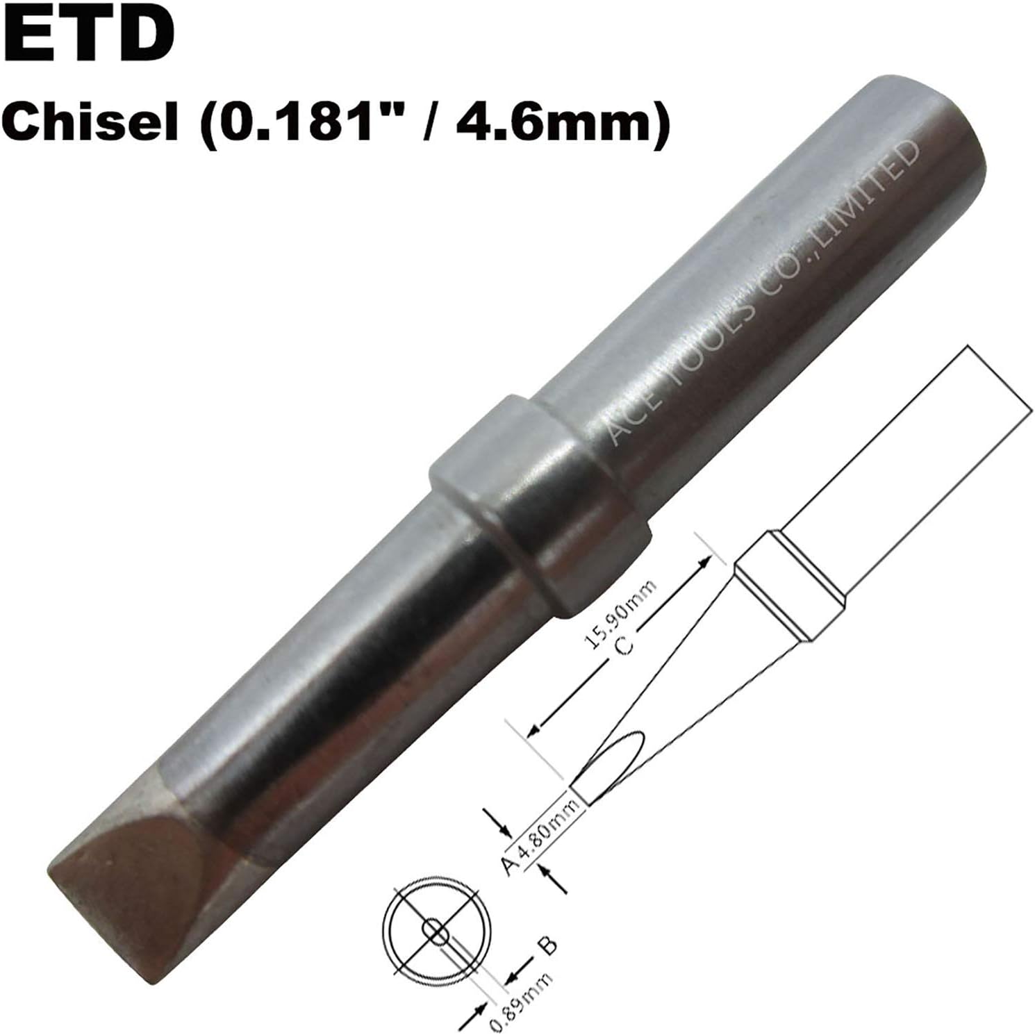 ETD Chisel Screwdriver Soldering Tip 0.181" / 4.6mm for WESD50 WES50 WESD51 WES51 PES50 LR20 PES51 LR21 WE1010NA (WE1010EU WE1010EDU) WE1010 WECP ACE Brand Solder Iron Handle Tips (20)
