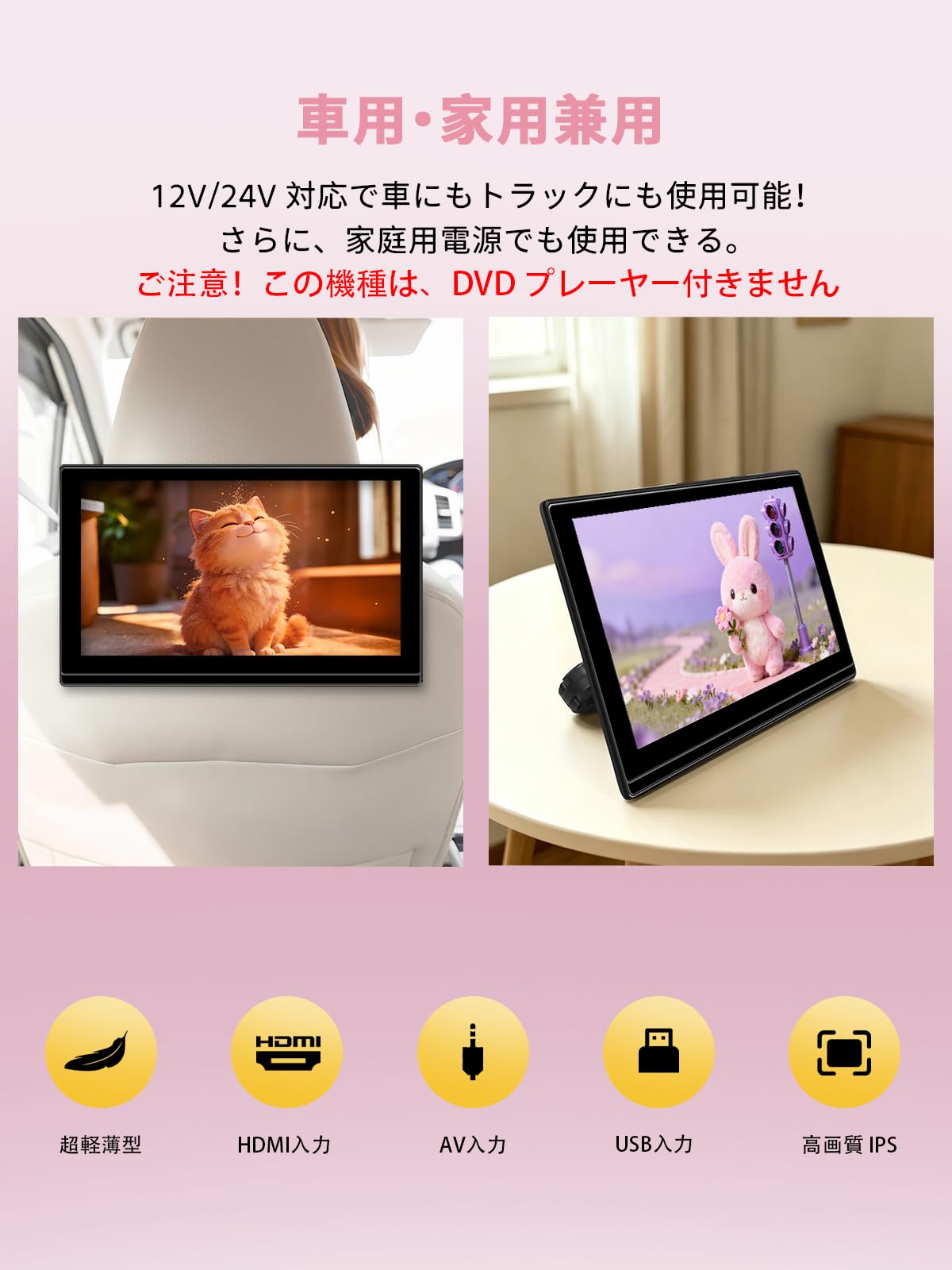 Amazon.co.jp: SAKUKA ヘッドレストモニター HDMI 11.6インチ 後部座席