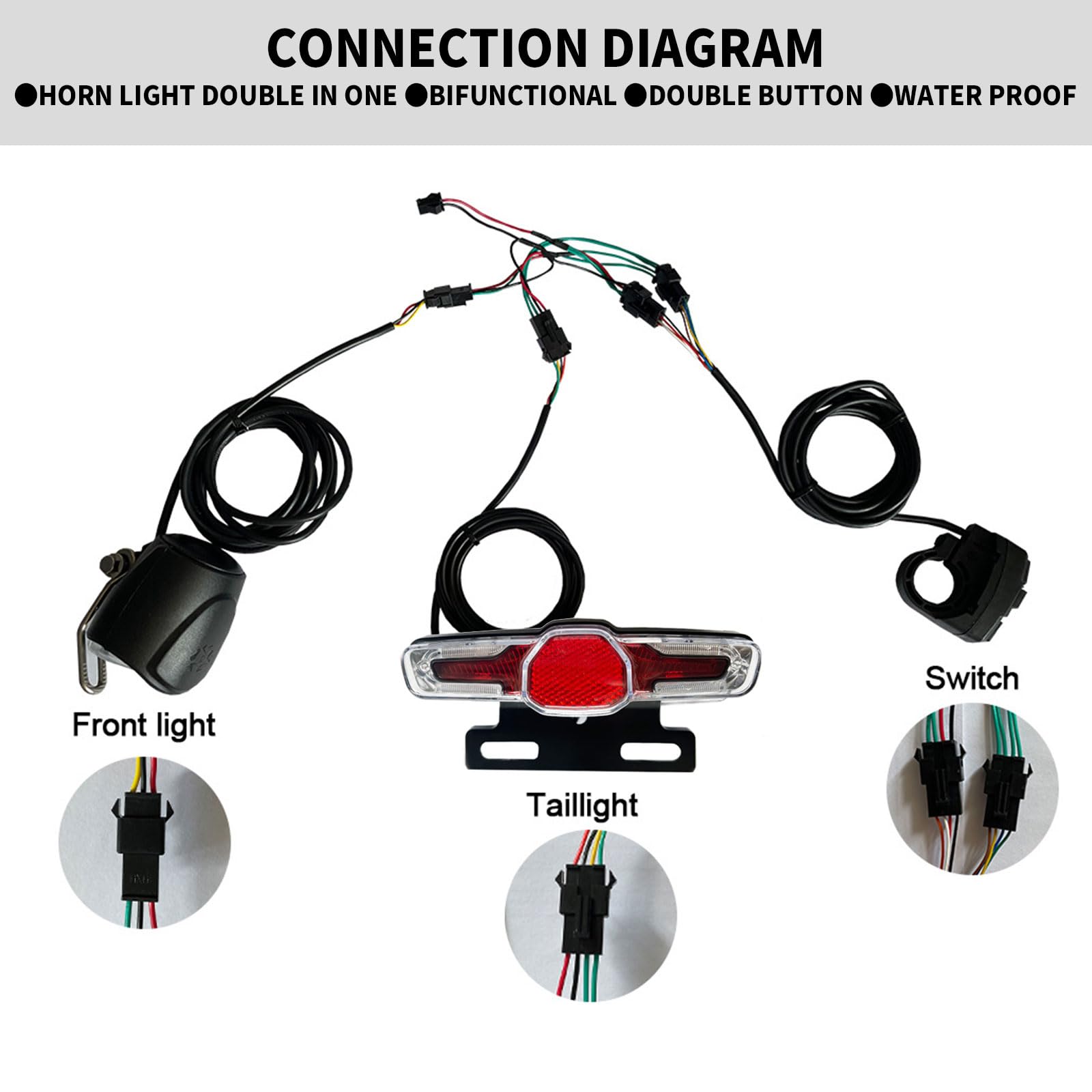 OneGas Ebike Headlight and Tail Light Set, 36V to 48V Warning Lights