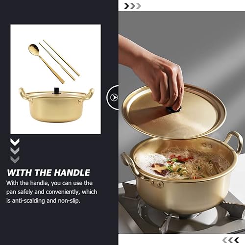 Miniatura 5 de UPKOCH 1 Unidades de fideos instantáneos olla Ramyun Cocina Hogar Utensilios de cocina Olla de níquel para Ramen Olla de fideos coreanos Olla de