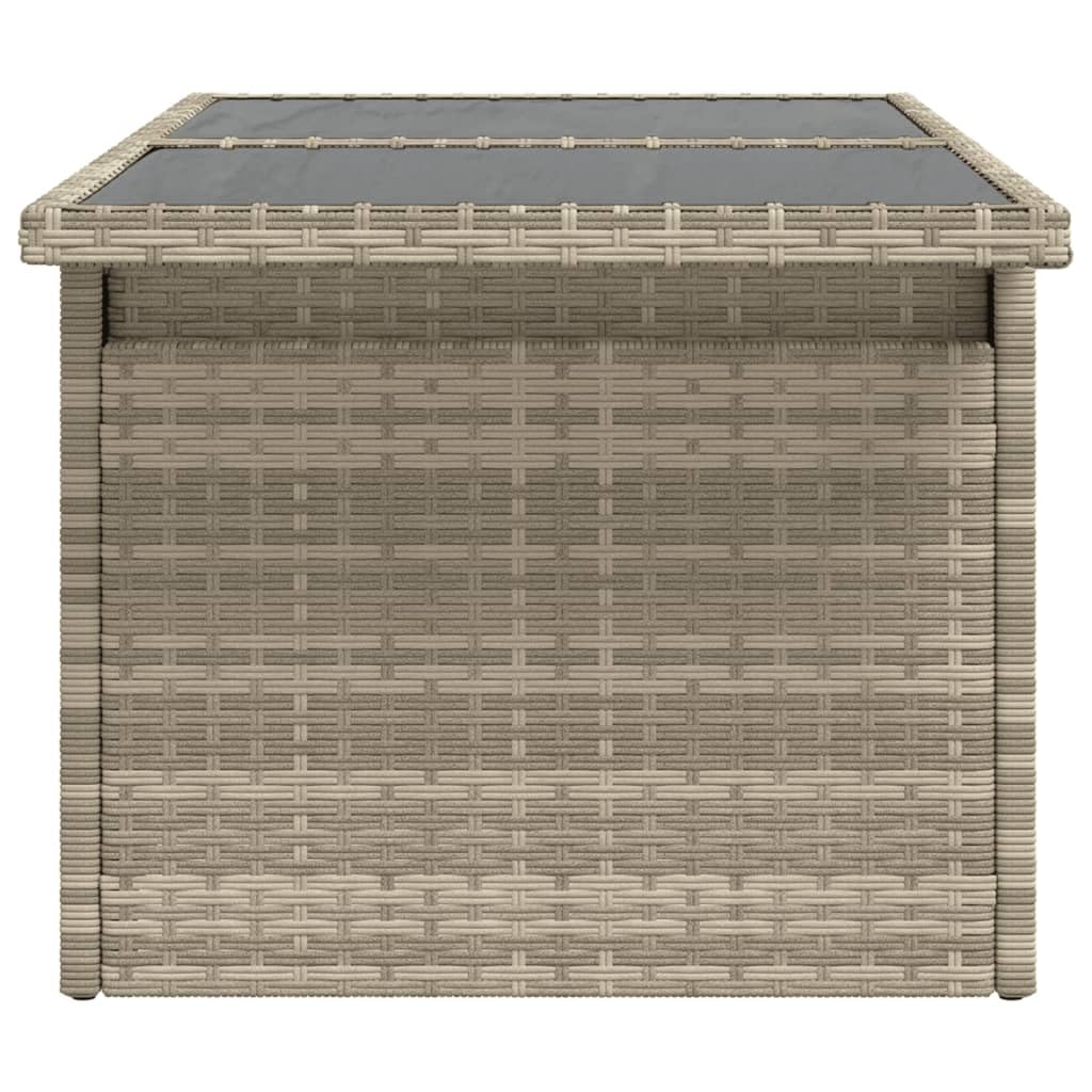 Stół ogrodowy ze szklanym blatem, jasnoszary, 100 x 55 x 73 cm, polirattan, odporny na warunki atmosferyczne, stal malowana proszkowo, stół balkonowy, na taras i do ogrodu