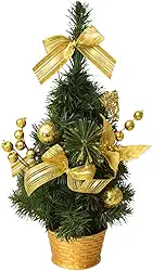 Árvore de Natal Decorada de 40cm Enfeite Decoração Dourada New