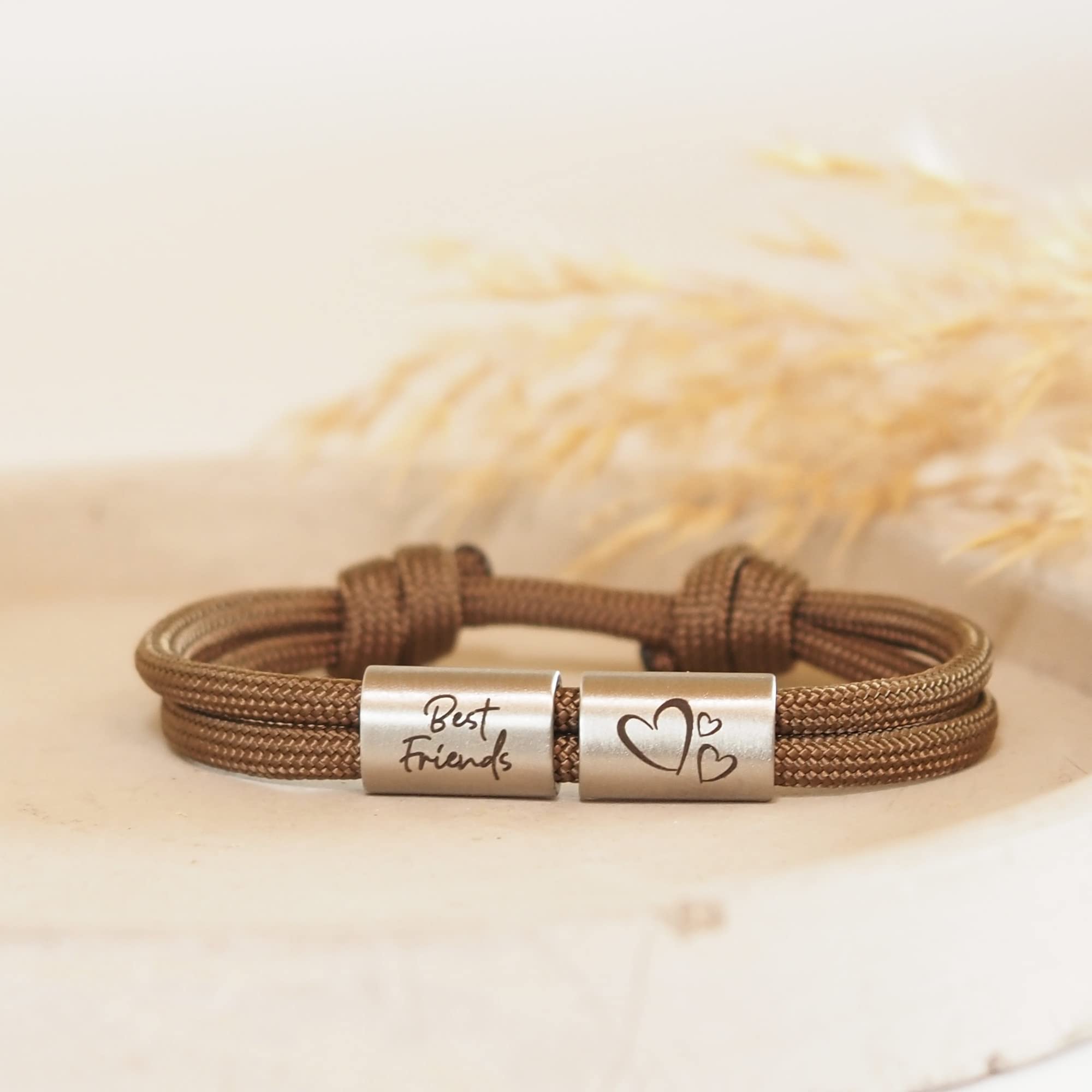 Gravur Armband Beste Freunde personalisierbar, Segeltau Armband, Surferarmband, Edelstahl, Unisex