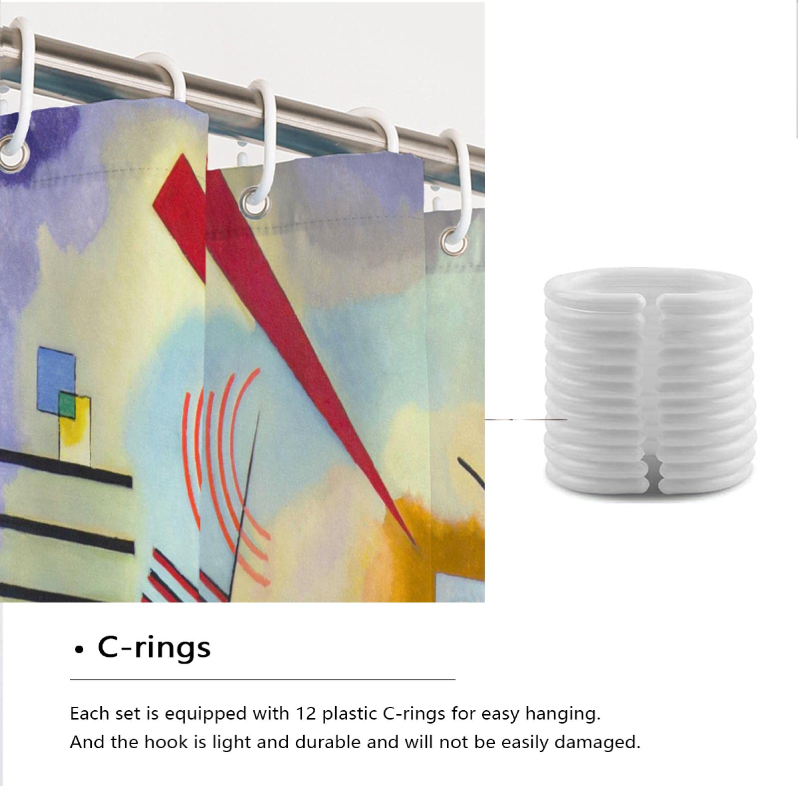 Cortinas de Ducha de Estilo Artista Cortinas de baño de Arte únicas con Ganchos de Tela de poliéster Cortina de Ducha Impermeable para la decoración del baño W190xL220cm