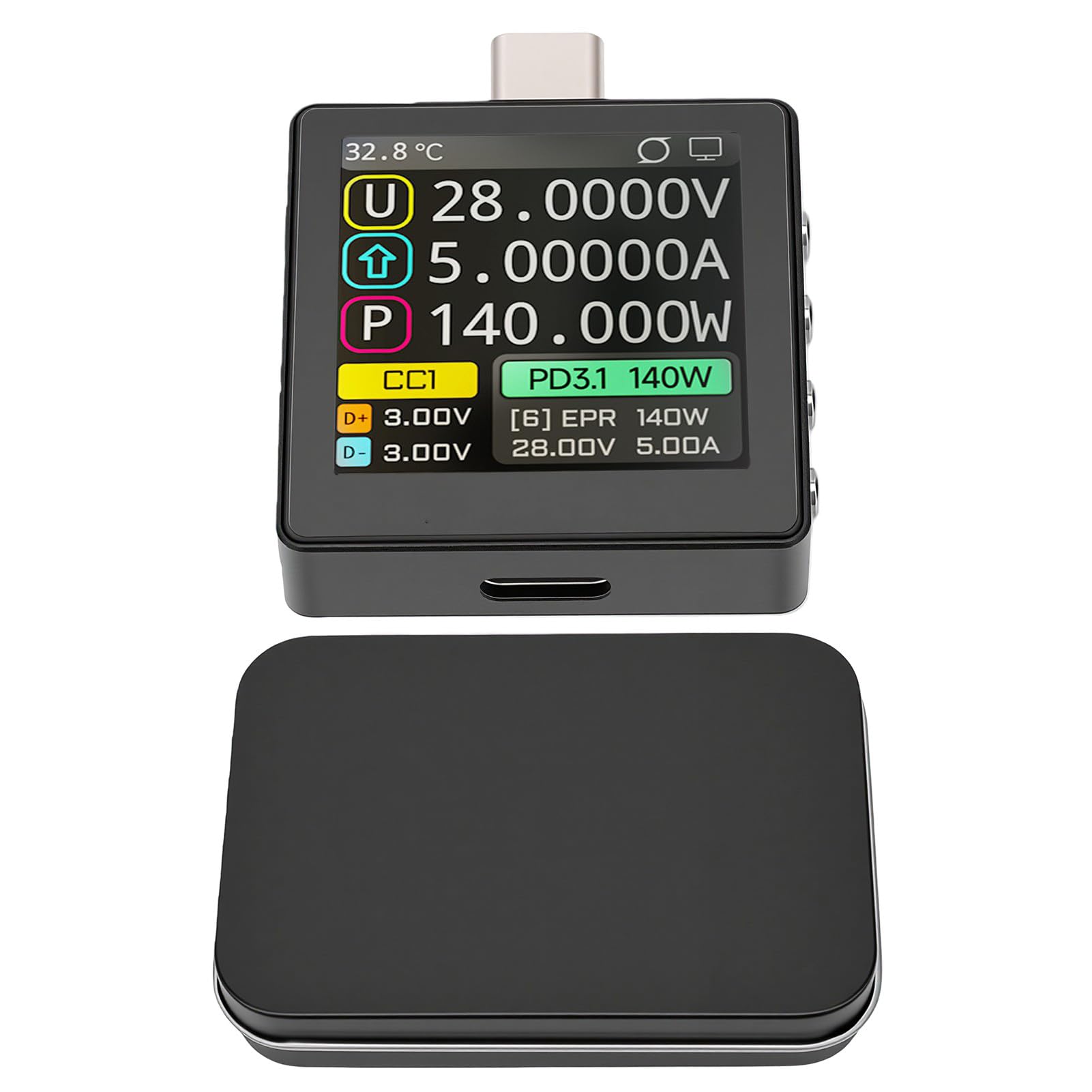 YWBL-WH Compteur de Tension et de Courant USB C avec Prise en Charge de