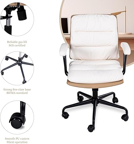 Miniatura 7 de Trenlogne Silla ergonómica de escritorio para computadora de oficina en casa con altura trasera ajustable, reposabrazos acolchados desmontables,