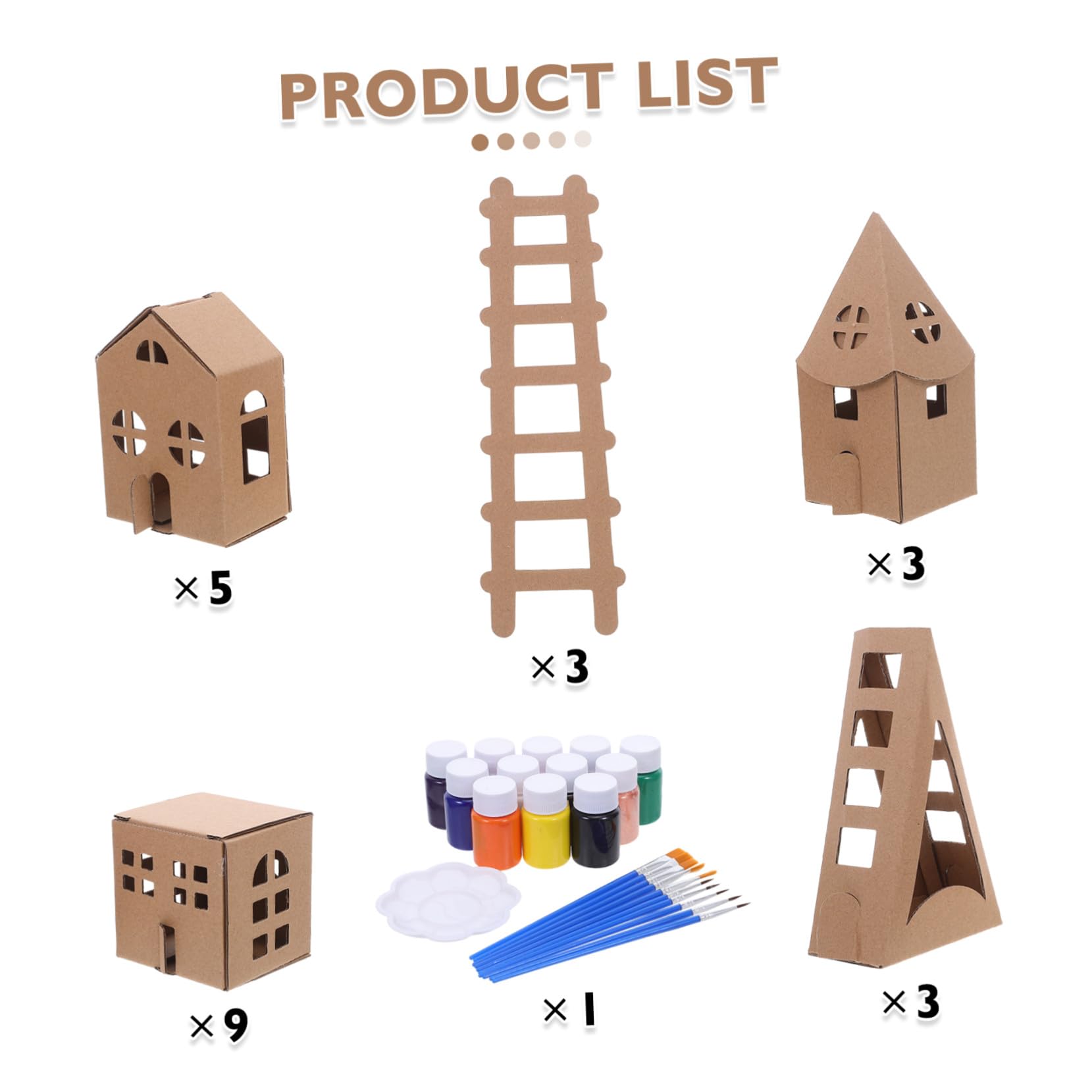 Lurrose Case di Cartone Miniatura per Kit DIY Casa da Colorare Modellino Cartonato per Scuola Asilo e Attività Creative Casa Piccola Portatile e Resistente