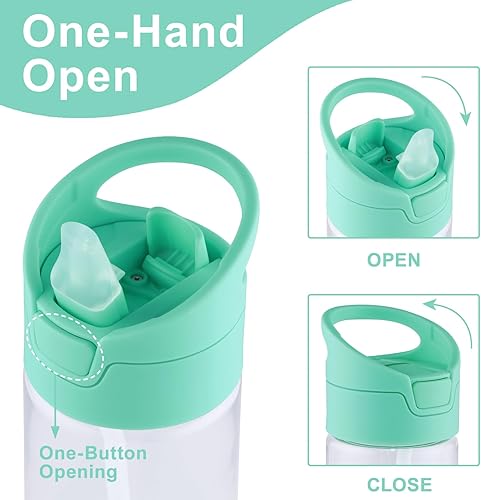 Miniatura 2 de wedrink Botella de agua pequeña con pajilla, sin BPA, Tritan a prueba de fugas, botella de agua deportiva para la escuela (12 onzas, rosa)