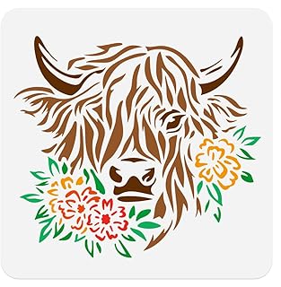 Highland Cow Stencils for Painting Plastic Reusable Cow Wall Stencil Templates on Walls Floors Wood Fabric Furniture Glass