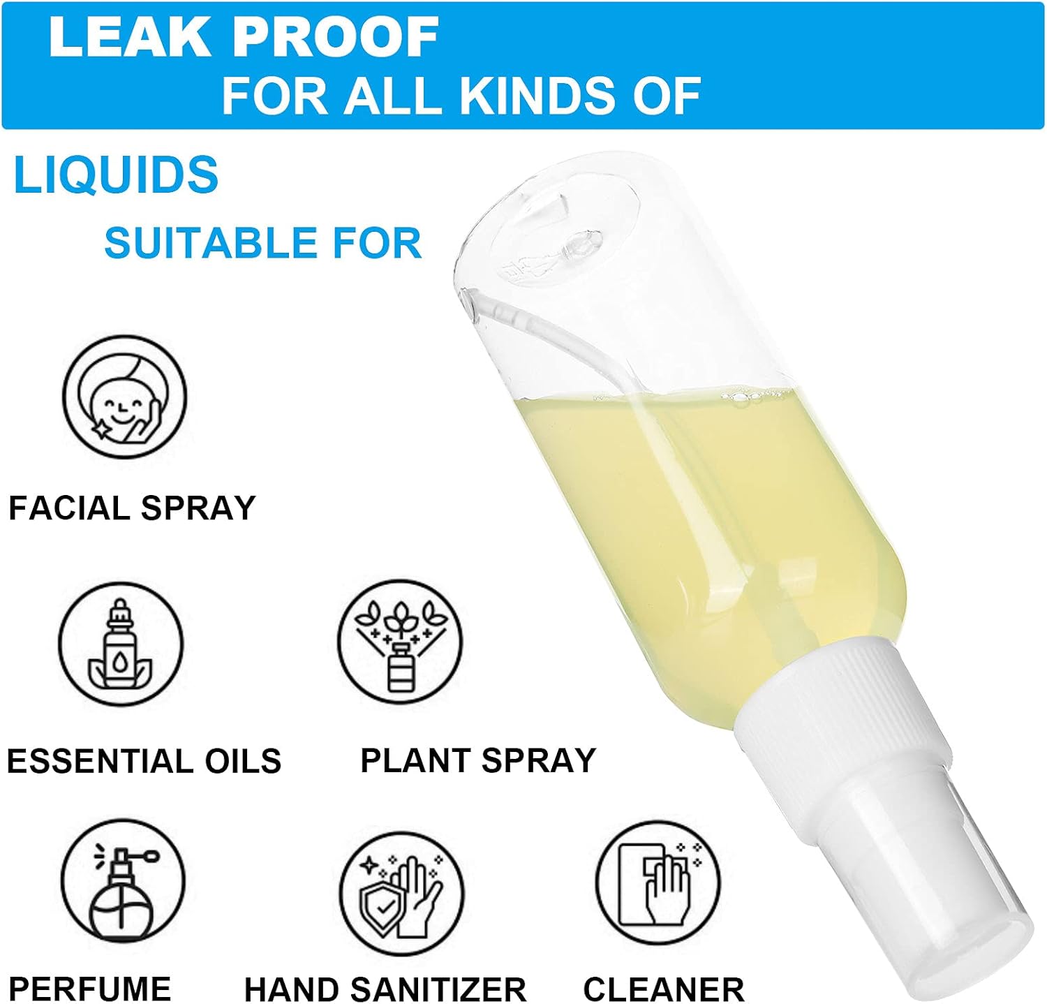 50PCS Clear Plastic Refillable Sprayer Bottle, 60ML Travel Fine Mist Spray Bottles Empty Refillable Cosmetic Container for Essential Oil, Liquid, Water, Perfumes
