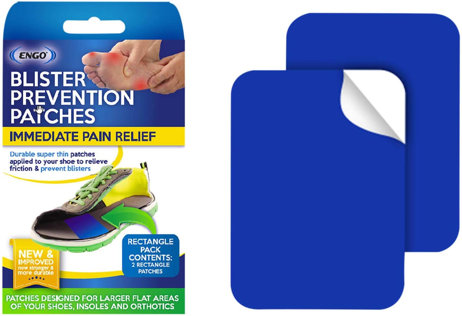 Rectangle Blister Prevention Patches (2 Patches) | Trim to Fit Skates, Cleats, Helmets, Equipment, Shoes