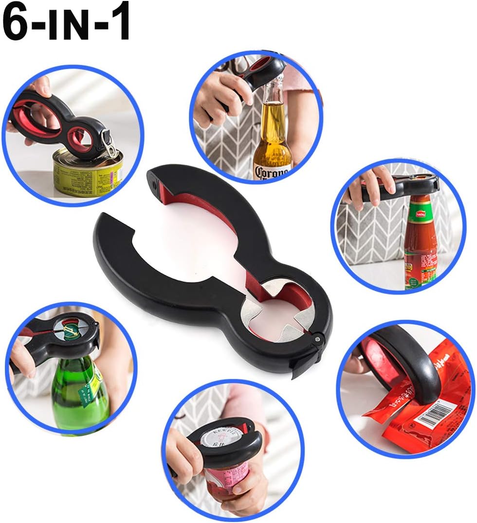 Crazy Clearance Bottle Can and Jar Grip Opener 2 Pack 6-in-1 Multi Opener Jar Opener,5-in-1 Can Opener Bag Opener Jar Opener Bottle Opener