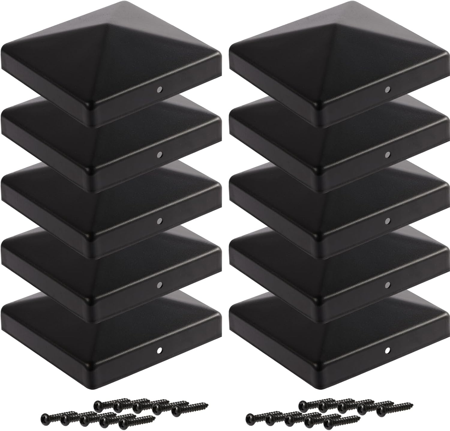 Lot de 10 Cache-Poteaux Pyramide Noirs 12x12 cm WUCHAITOO