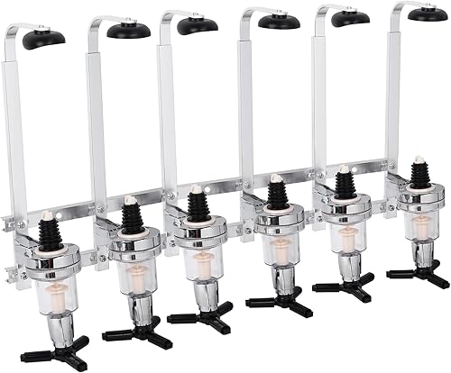 Dispensador de licor de 6 botellas montado en la pared, soporte de bebidas de acero inoxidable para el hogar, bar, pub, vertido preciso, ahorro de