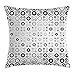 Produktbild KLYDH Geometric Circle Decor Throw Pillow Cushion Cover, Simple Vortex Disc Shaped Interior Ellipse Chord Lines Artwork, Decorative Square Accent Pillow Case, 18 X 18 Inches, Black White